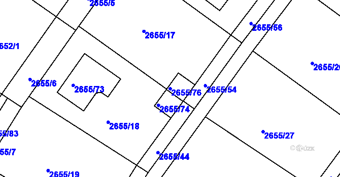 Parcela st. 2655/76 v KÚ Teplice, Katastrální mapa