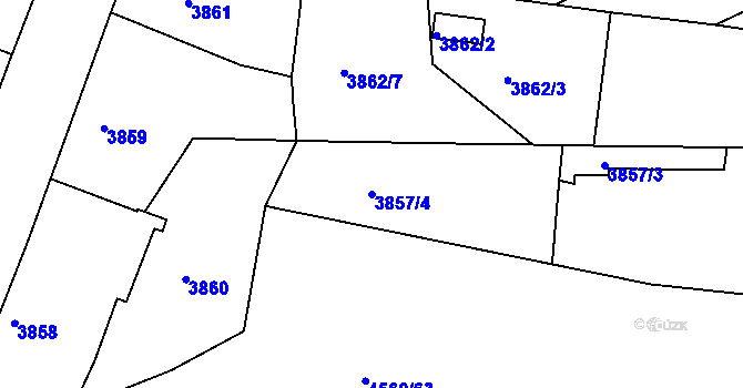 Parcela st. 3857/4 v KÚ Teplice, Katastrální mapa