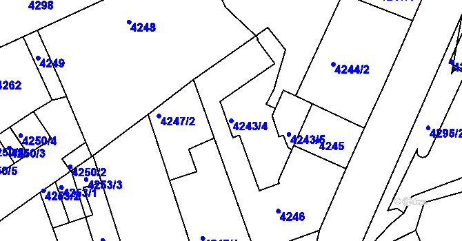 Parcela st. 4243/4 v KÚ Teplice, Katastrální mapa
