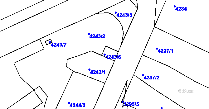 Parcela st. 4243/6 v KÚ Teplice, Katastrální mapa