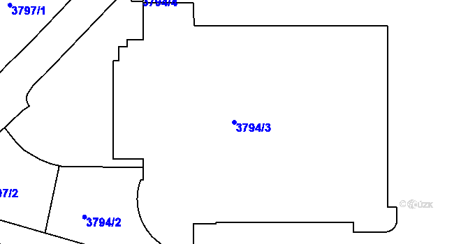 Parcela st. 3794/3 v KÚ Teplice, Katastrální mapa