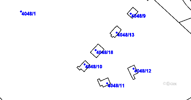 Parcela st. 4048/18 v KÚ Teplice, Katastrální mapa