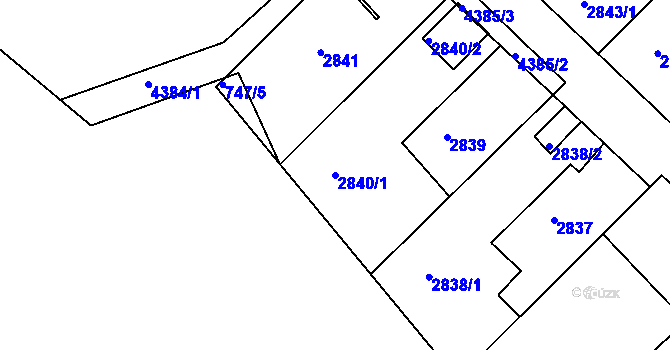 Parcela st. 2840/1 v KÚ Teplice, Katastrální mapa