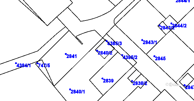Parcela st. 2840/2 v KÚ Teplice, Katastrální mapa