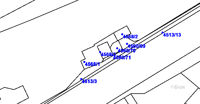 Parcela st. 4568/3 v KÚ Teplice, Katastrální mapa