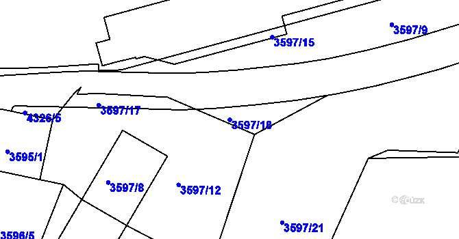 Parcela st. 3597/18 v KÚ Teplice, Katastrální mapa