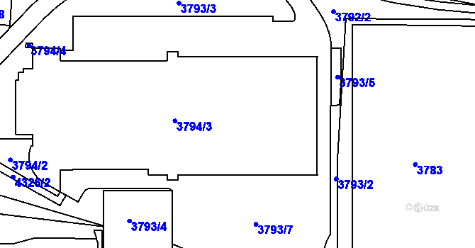 Parcela st. 3793/3 v KÚ Teplice, Katastrální mapa