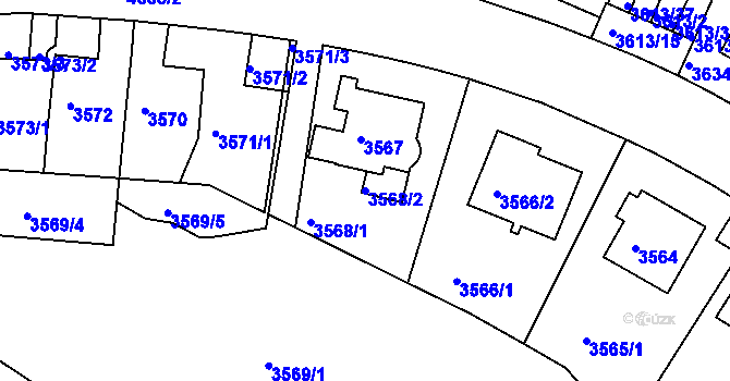Parcela st. 3568/2 v KÚ Teplice, Katastrální mapa