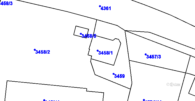 Parcela st. 3458/1 v KÚ Teplice, Katastrální mapa
