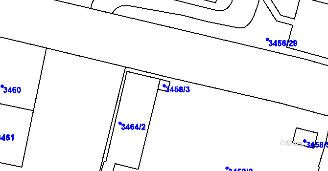 Parcela st. 3458/3 v KÚ Teplice, Katastrální mapa