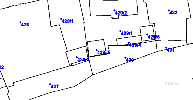 Parcela st. 429/3 v KÚ Teplice, Katastrální mapa
