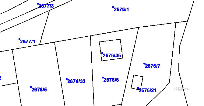 Parcela st. 2676/35 v KÚ Teplice, Katastrální mapa