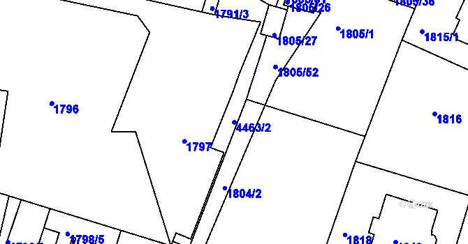 Parcela st. 4463/2 v KÚ Teplice, Katastrální mapa