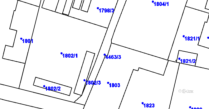 Parcela st. 4463/3 v KÚ Teplice, Katastrální mapa