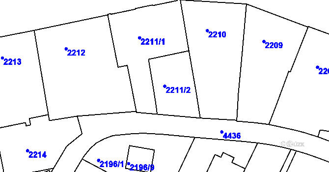 Parcela st. 2211/2 v KÚ Teplice, Katastrální mapa