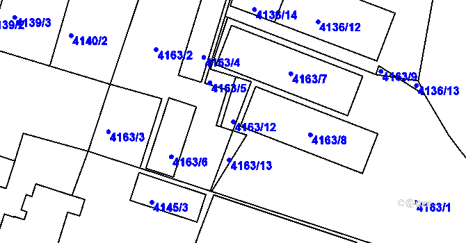 Parcela st. 4163/12 v KÚ Teplice, Katastrální mapa