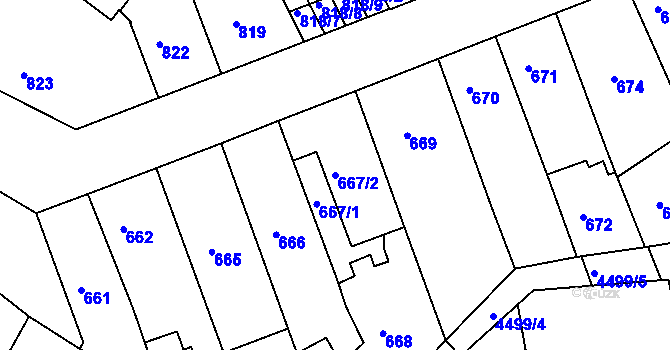 Parcela st. 667/2 v KÚ Teplice, Katastrální mapa