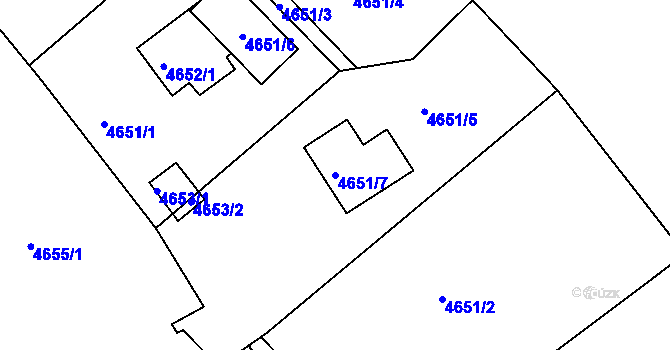 Parcela st. 4651/7 v KÚ Teplice, Katastrální mapa