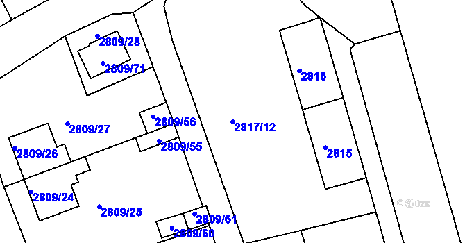 Parcela st. 2817/12 v KÚ Teplice, Katastrální mapa