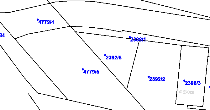 Parcela st. 2392/6 v KÚ Teplice, Katastrální mapa