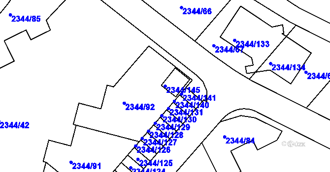 Parcela st. 2344/145 v KÚ Teplice, Katastrální mapa