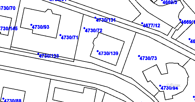 Parcela st. 4730/139 v KÚ Teplice, Katastrální mapa