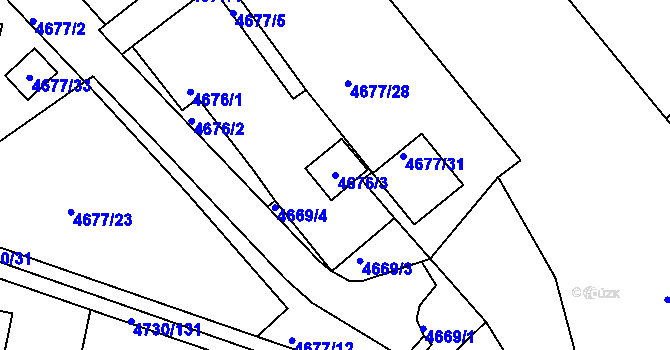 Parcela st. 4676/3 v KÚ Teplice, Katastrální mapa