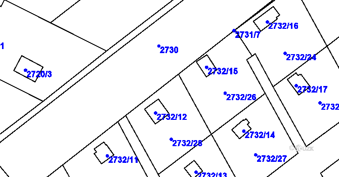 Parcela st. 2731/3 v KÚ Teplice, Katastrální mapa