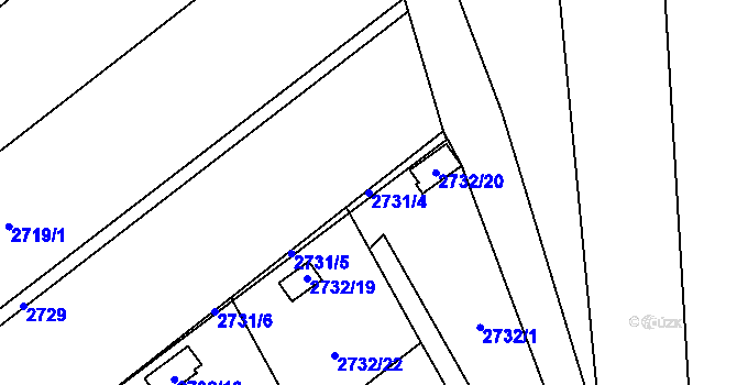 Parcela st. 2731/4 v KÚ Teplice, Katastrální mapa