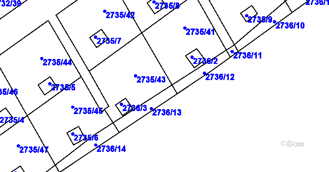 Parcela st. 2736/6 v KÚ Teplice, Katastrální mapa