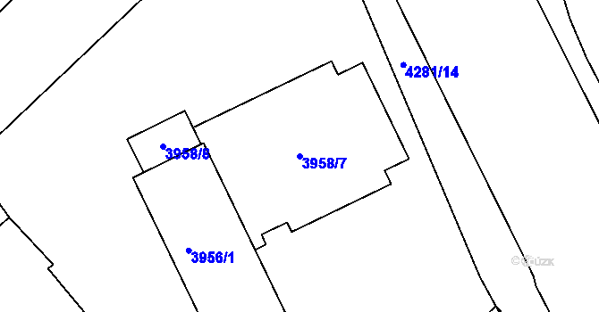 Parcela st. 3958/7 v KÚ Teplice, Katastrální mapa