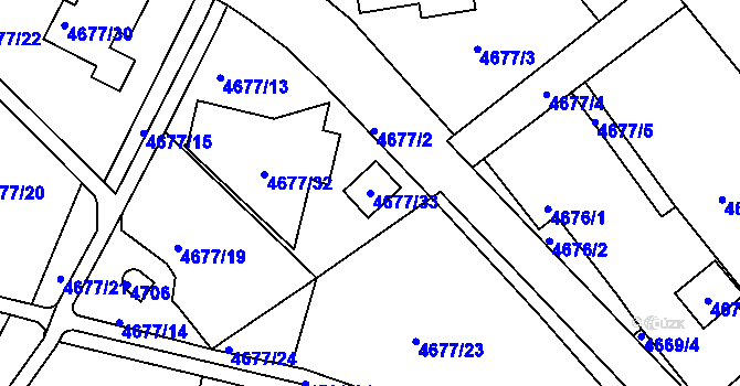 Parcela st. 4677/33 v KÚ Teplice, Katastrální mapa