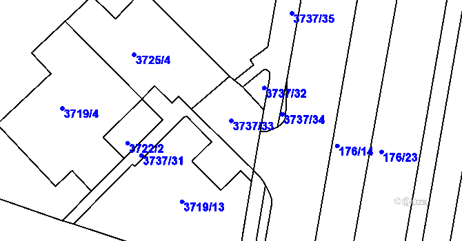 Parcela st. 3737/33 v KÚ Teplice, Katastrální mapa