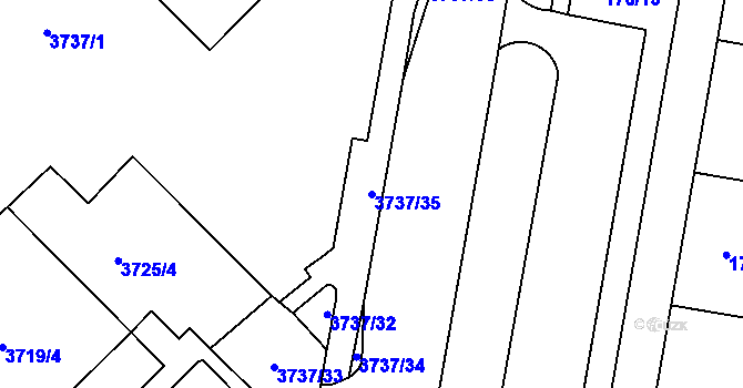 Parcela st. 3737/35 v KÚ Teplice, Katastrální mapa