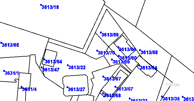 Parcela st. 3613/70 v KÚ Teplice, Katastrální mapa
