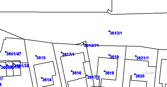 Parcela st. 3613/71 v KÚ Teplice, Katastrální mapa