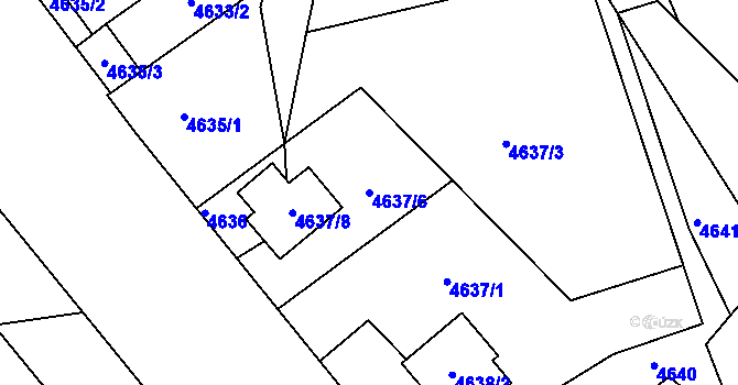 Parcela st. 4637/6 v KÚ Teplice, Katastrální mapa