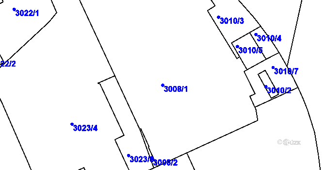 Parcela st. 3008/1 v KÚ Teplice, Katastrální mapa