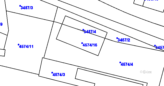 Parcela st. 4574/16 v KÚ Teplice, Katastrální mapa