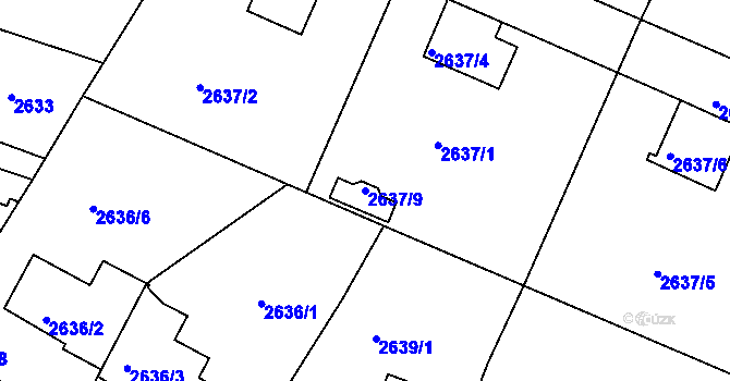 Parcela st. 2637/9 v KÚ Teplice, Katastrální mapa