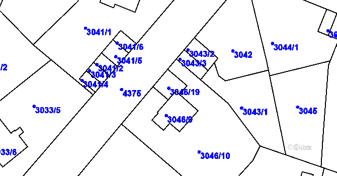 Parcela st. 3046/19 v KÚ Teplice, Katastrální mapa