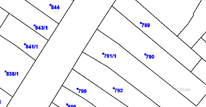 Parcela st. 791/1 v KÚ Teplice, Katastrální mapa
