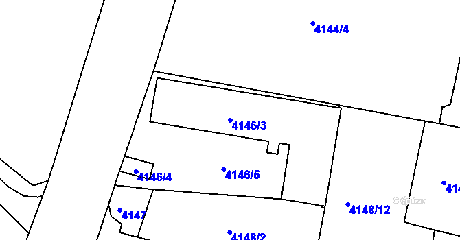 Parcela st. 4146/3 v KÚ Teplice, Katastrální mapa