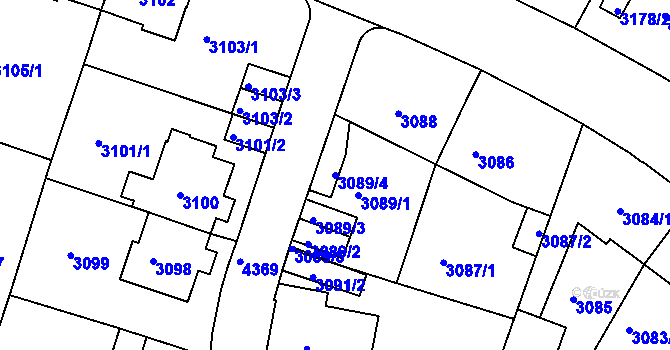 Parcela st. 3089/4 v KÚ Teplice, Katastrální mapa