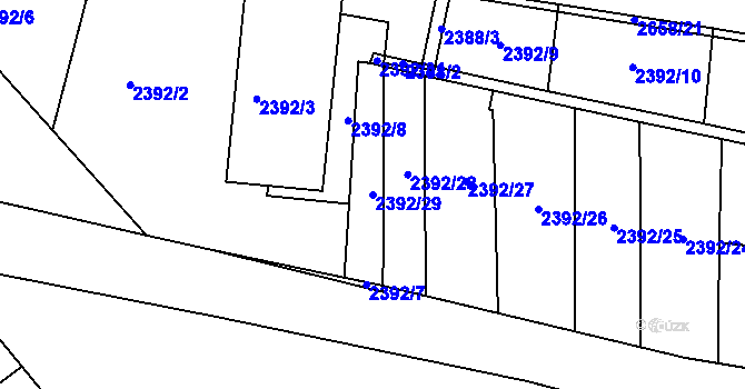 Parcela st. 2392/29 v KÚ Teplice, Katastrální mapa