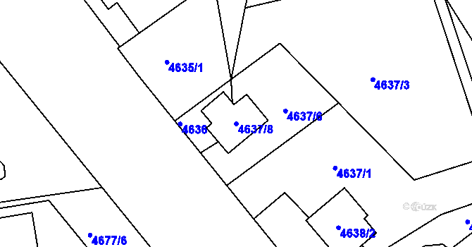Parcela st. 4637/8 v KÚ Teplice, Katastrální mapa