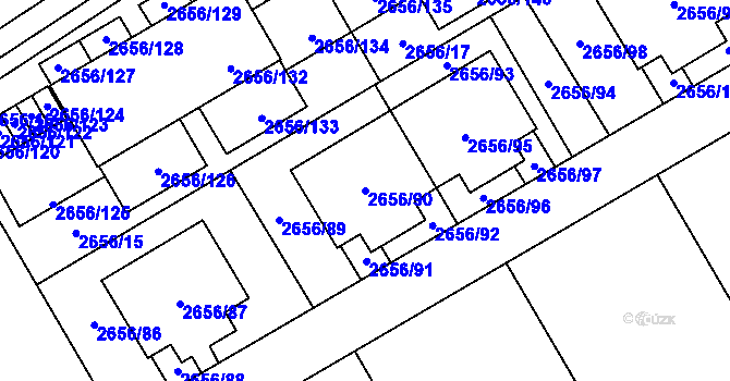 Parcela st. 2656/90 v KÚ Teplice, Katastrální mapa