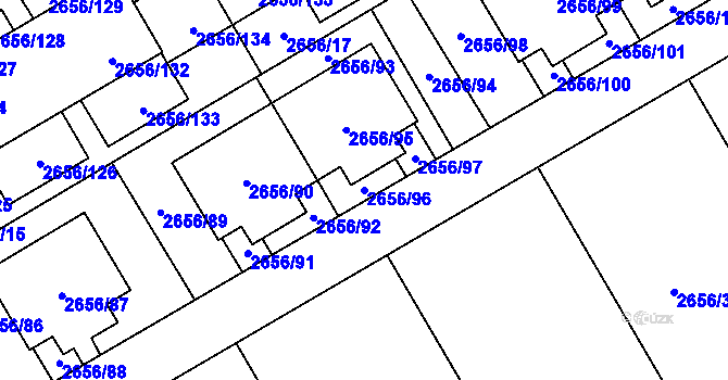 Parcela st. 2656/96 v KÚ Teplice, Katastrální mapa