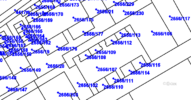 Parcela st. 2656/109 v KÚ Teplice, Katastrální mapa