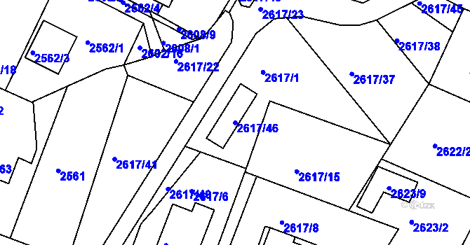 Parcela st. 2617/46 v KÚ Teplice, Katastrální mapa